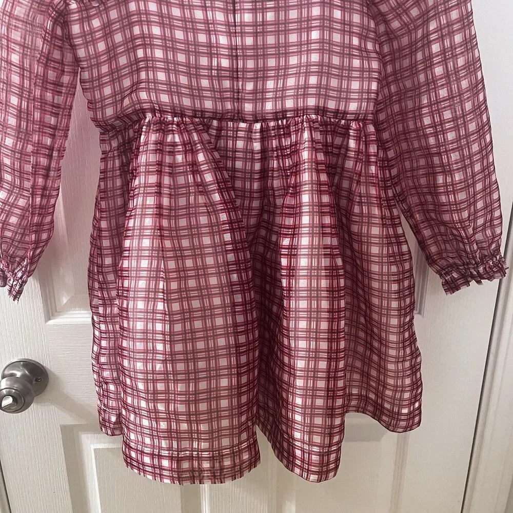 Crewcuts J.Crew Girl's Fairy-Tale Dress in Organza Plaid Ivory Vibrant Flame 12